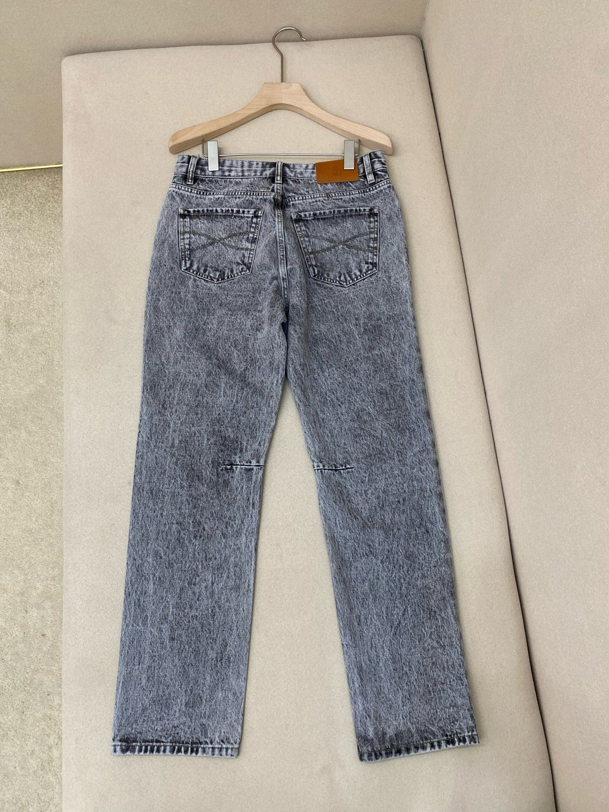 Grey Denim Acid Wash Straight - Women's