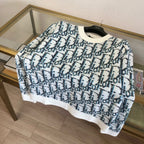 Cream Jacquard Monogram Crewneck - Men's