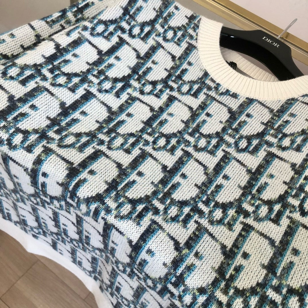 Cream Jacquard Monogram Crewneck - Men's