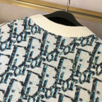 Cream Jacquard Monogram Crewneck - Men's