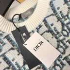 Cream Jacquard Monogram Crewneck - Men's