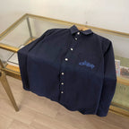 Navy Cotton Script Long-Sleeve - Men's