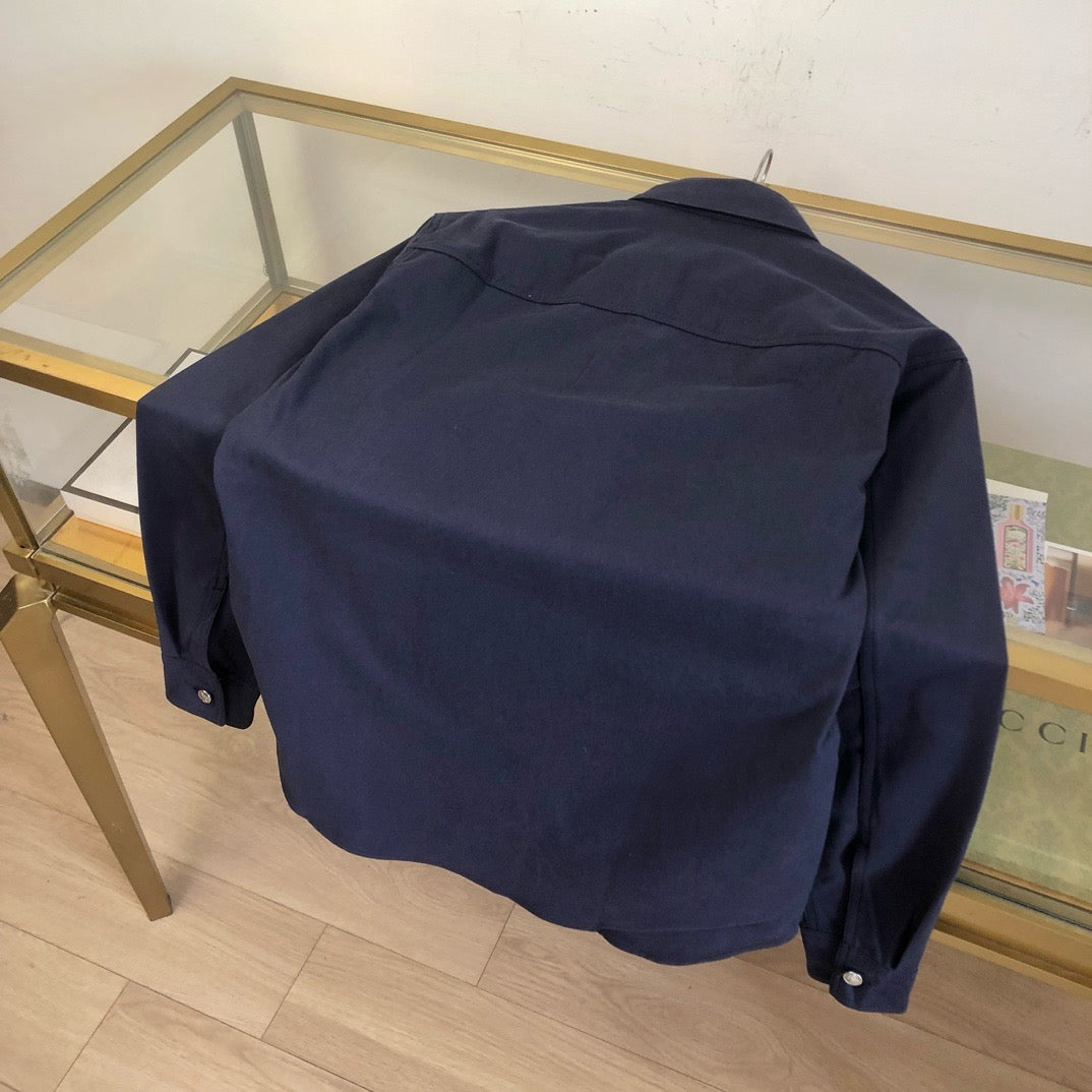 Navy Cotton Script Long-Sleeve - Men's