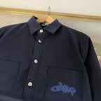 Navy Cotton Script Long-Sleeve - Men's