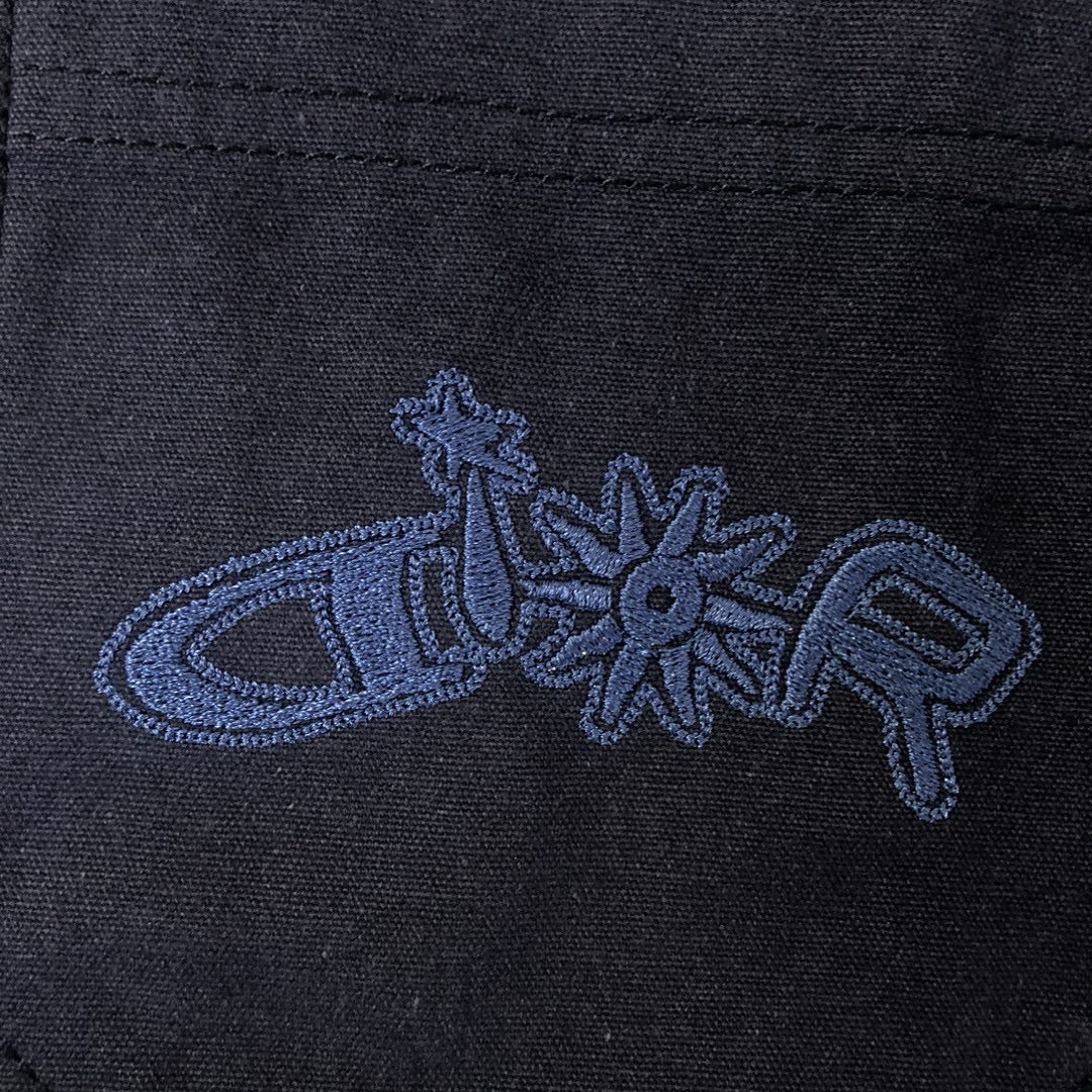 Navy Cotton Script Long-Sleeve - Men's