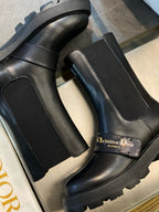 Black Patent Lug Sole Chelsea Boot - Women's