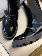 Black Patent Lug Sole Chelsea Boot - Women's