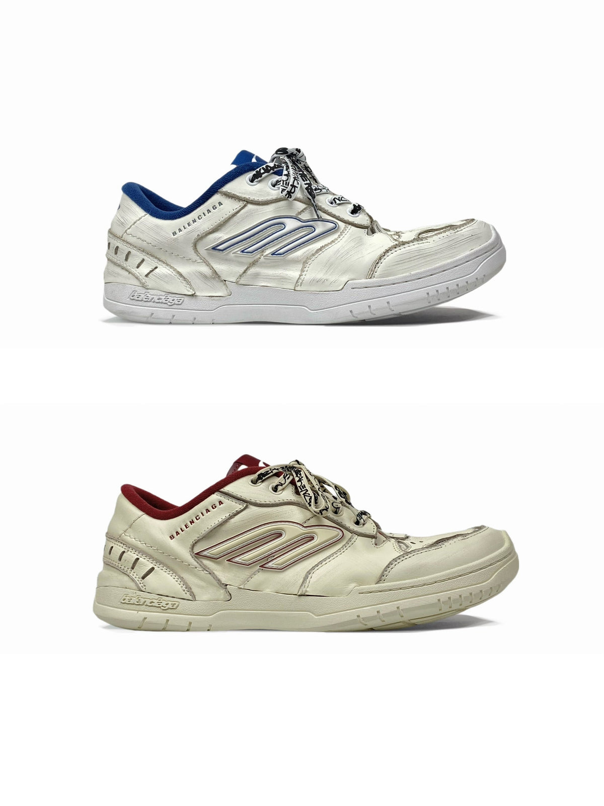 White and Blue Mesh Runner Sneakers