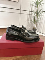 Black Leather Chunky Sole Loafer - Men's