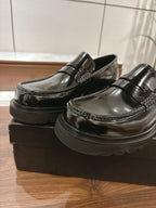 Black Leather Lug Sole Loafer - Men's