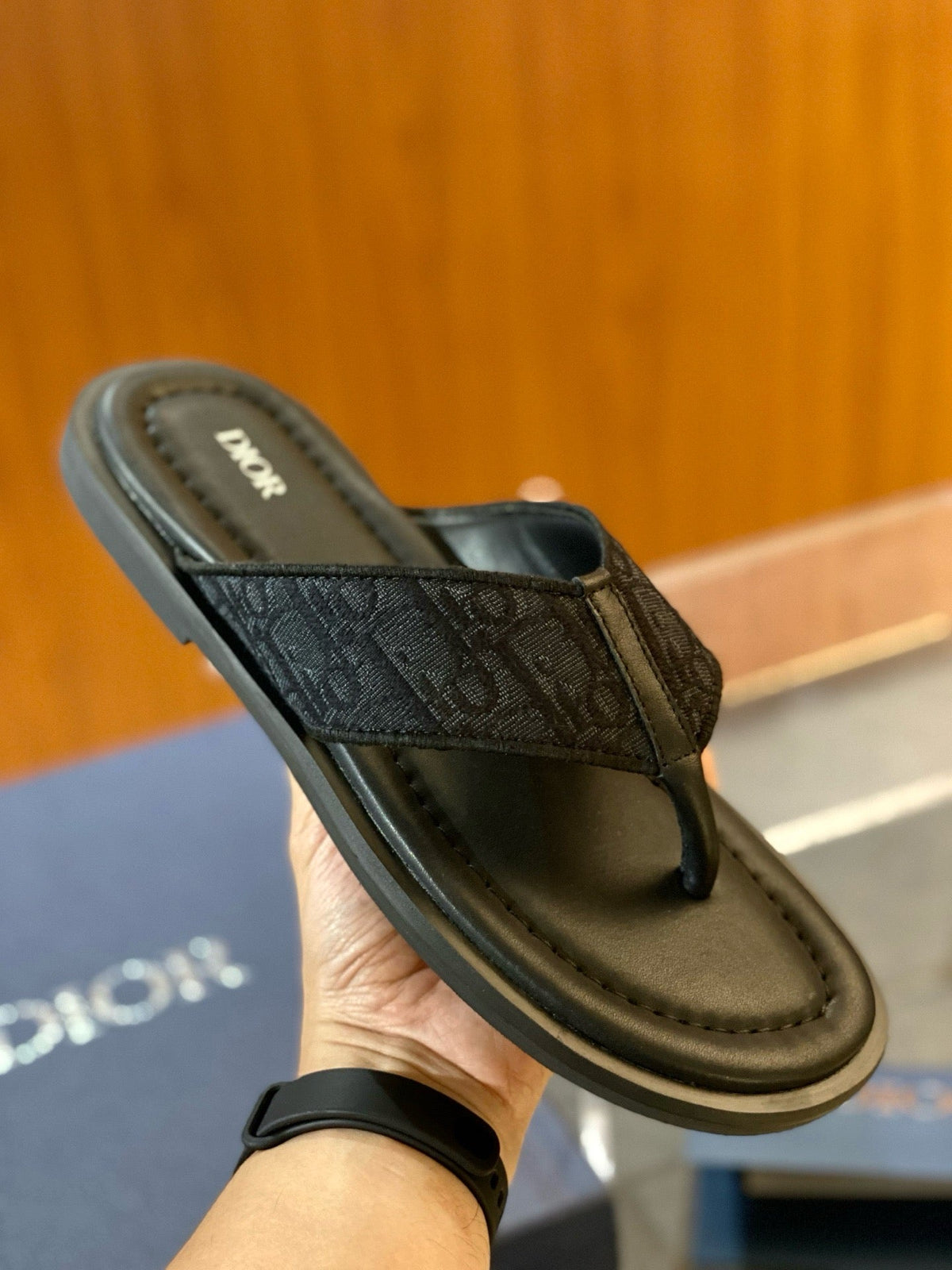 Black Leather Logo Crossover - Men's