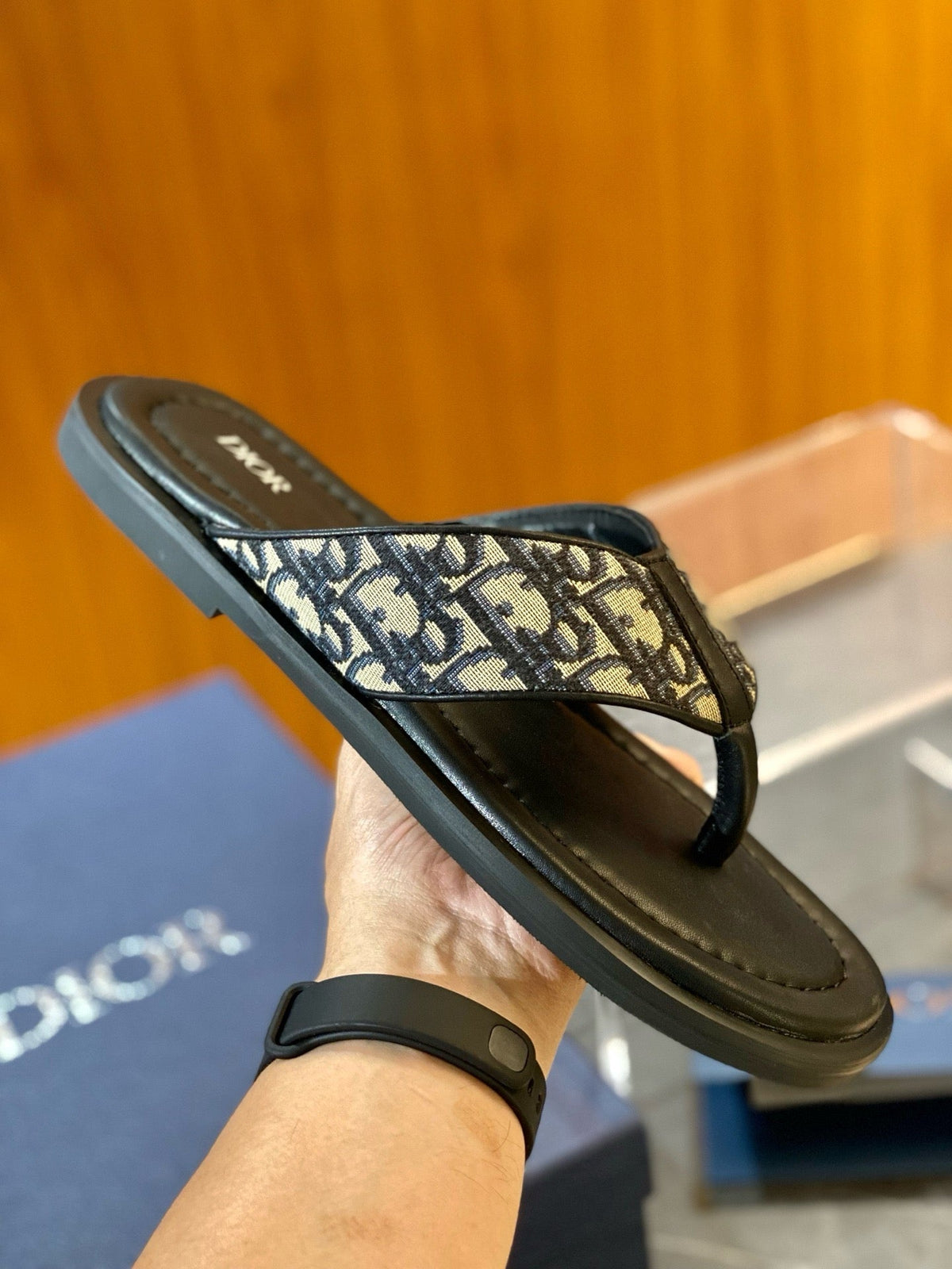 Black Leather Logo Crossover - Men's