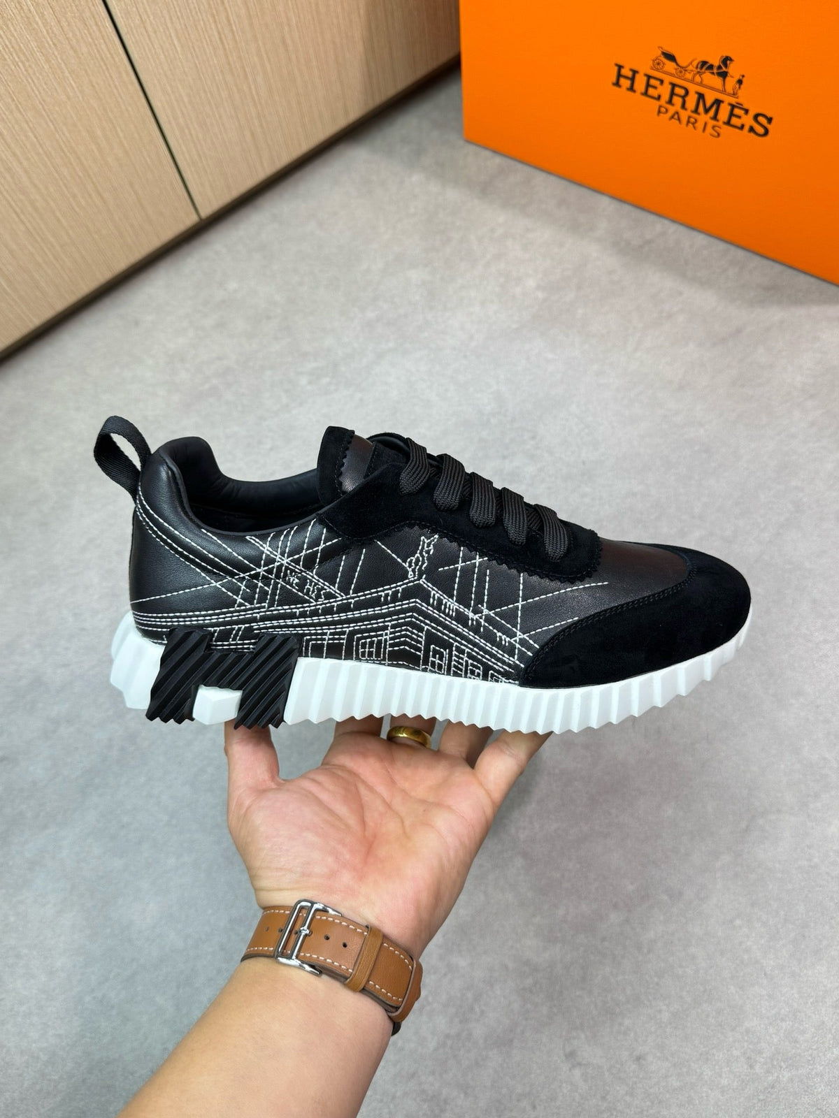 Black Knit Contrast Sole Runner - Men's