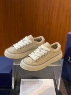Knit Low-Top Beige Sneakers - Men's
