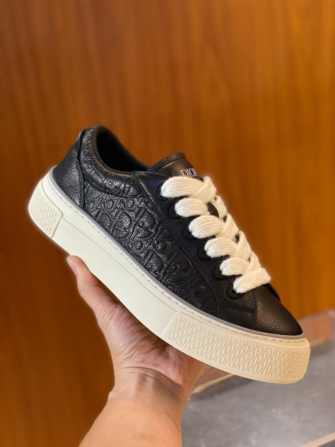 Knit Low-Top Beige Sneakers - Men's