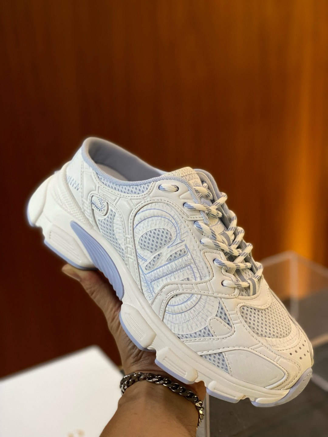 Grey Mesh Print Runner - Women's