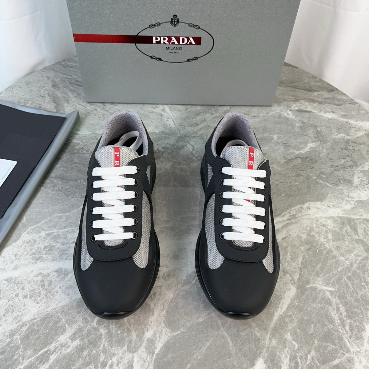 Black Nylon Striped Runner - Men's