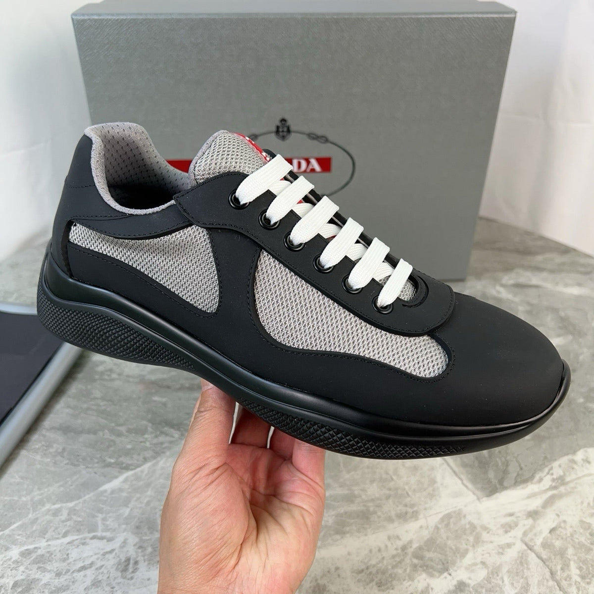 Black Nylon Striped Runner - Men's