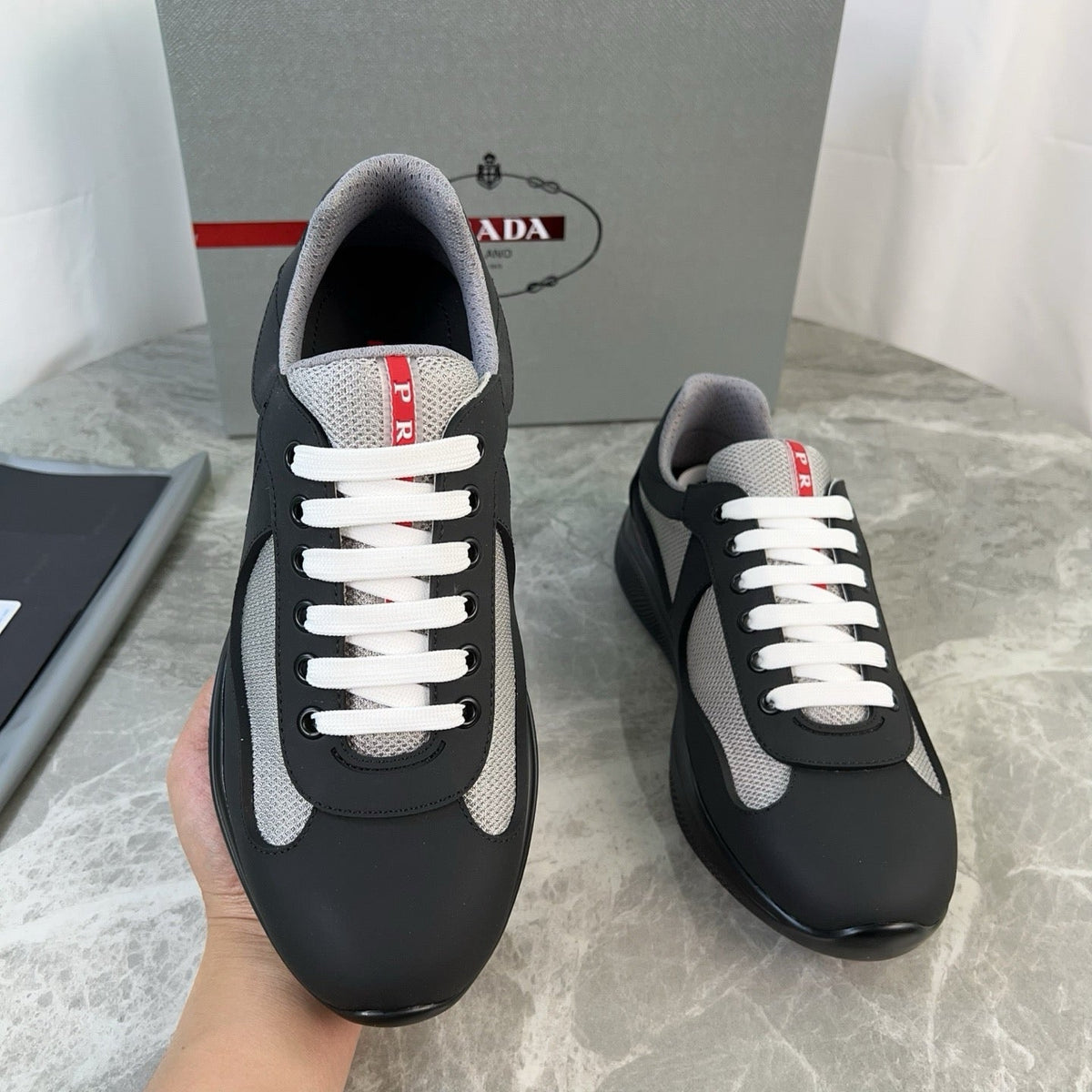 Black Nylon Striped Runner - Men's