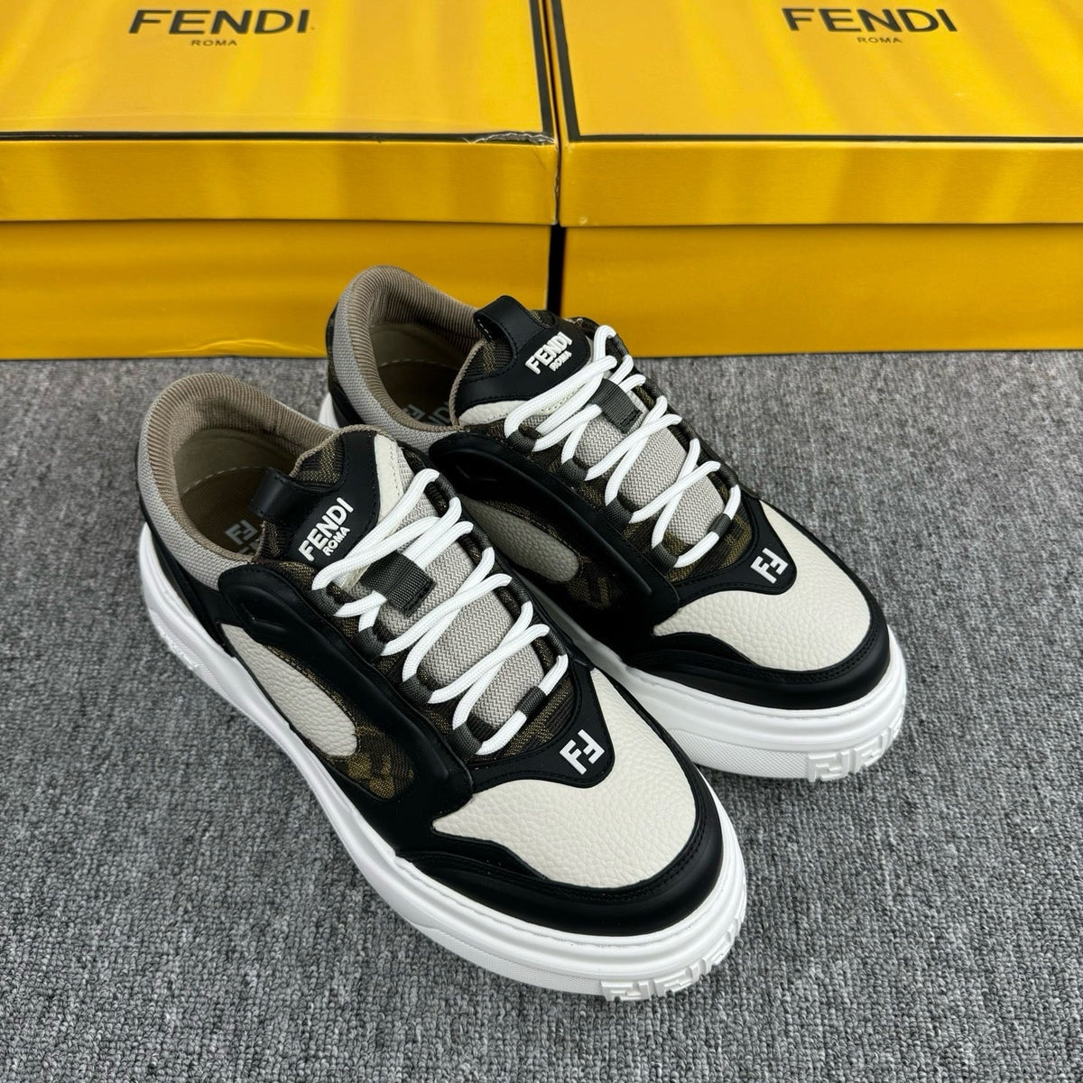 Black Leather Colourblock Chunky - Men's
