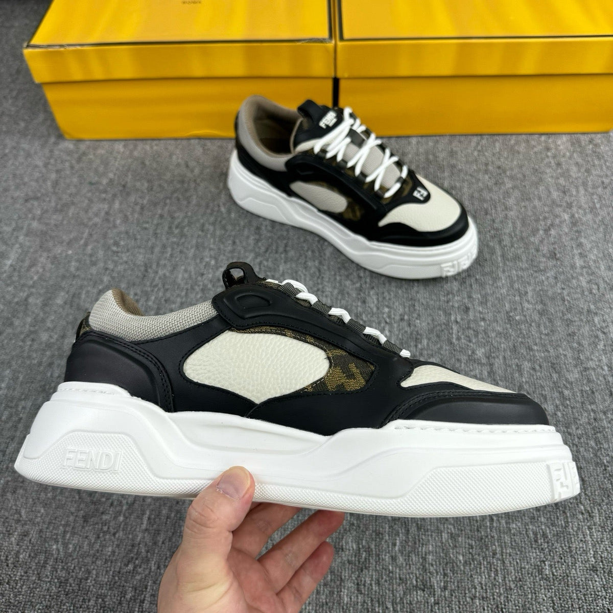 Black Leather Colourblock Chunky - Men's
