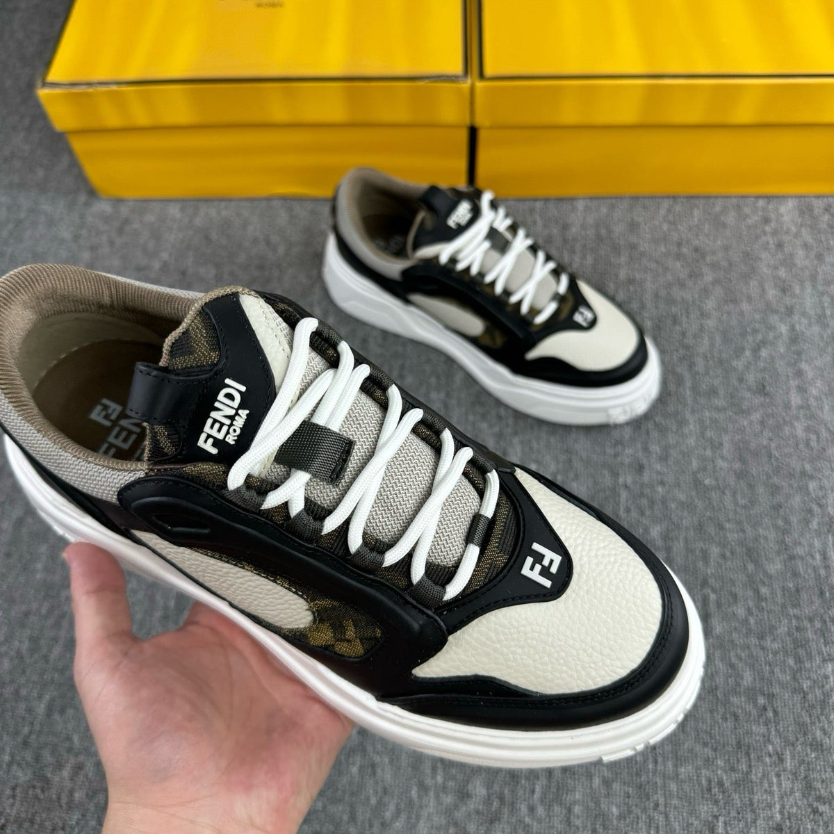 Black Leather Colourblock Chunky - Men's