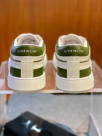 Cream Leather Colourblock Low-Top - Men's