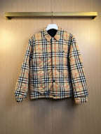 Beige Cotton Check Blouson - Men's