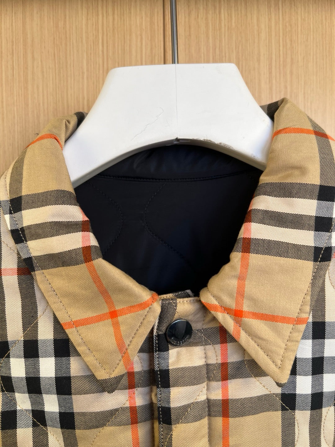 Beige Cotton Check Blouson - Men's