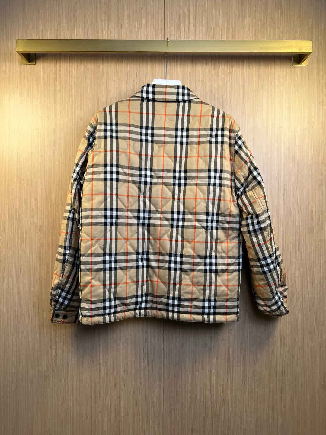 Beige Cotton Check Blouson - Men's