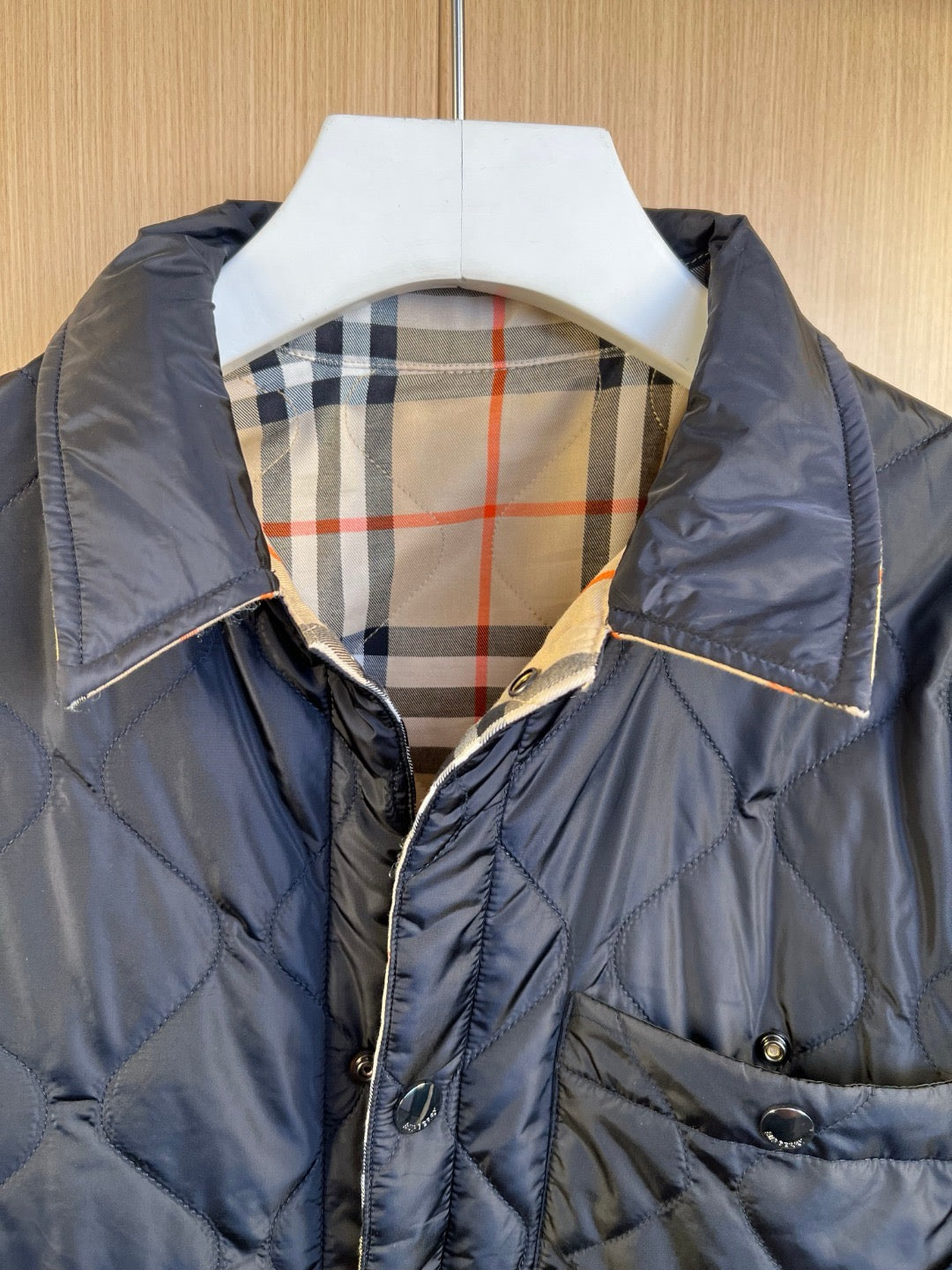 Beige Cotton Check Blouson - Men's
