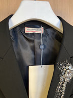 Black Wool Single-Breasted Blazer - Men's