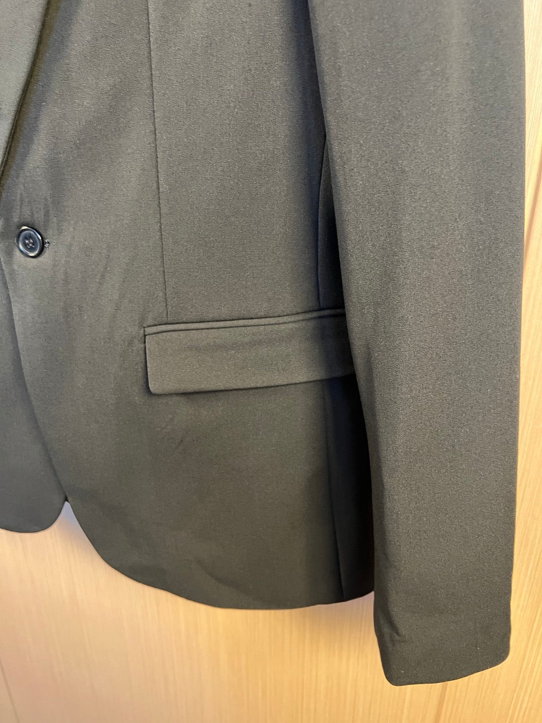 Black Wool Single-Breasted Blazer - Men's