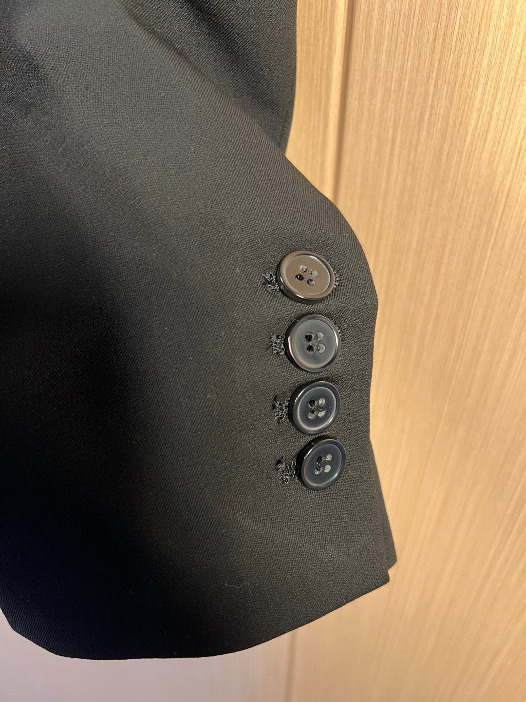 Black Wool Single-Breasted Blazer - Men's