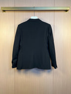 Black Wool Single-Breasted Blazer - Men's