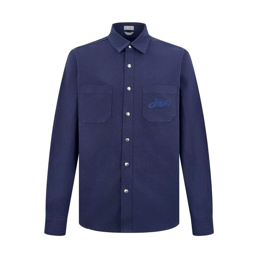 Navy Cotton Anagram Overshirt - Men's