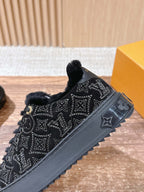 Black Suede Shearling-Lined Low-Top - Women's