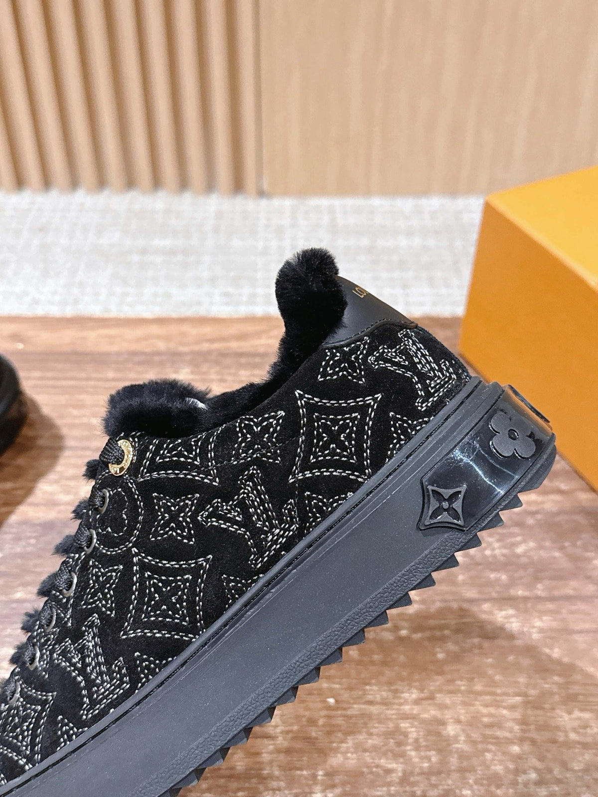 Black Suede Shearling-Lined Low-Top - Women's