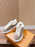 Black Suede Shearling-Lined Low-Top - Women's