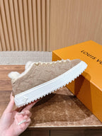 Black Suede Shearling-Lined Low-Top - Women's
