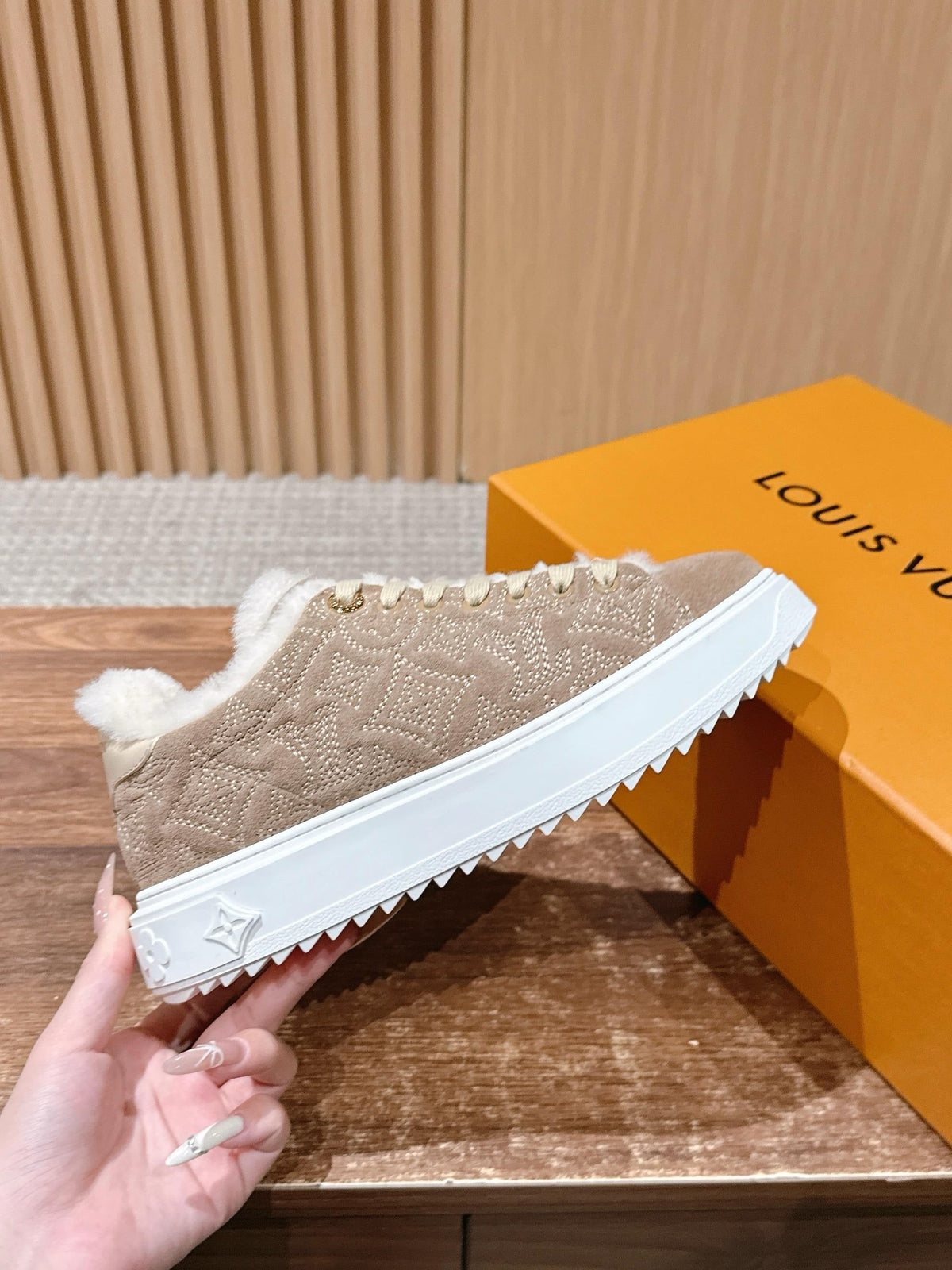 Black Suede Shearling-Lined Low-Top - Women's