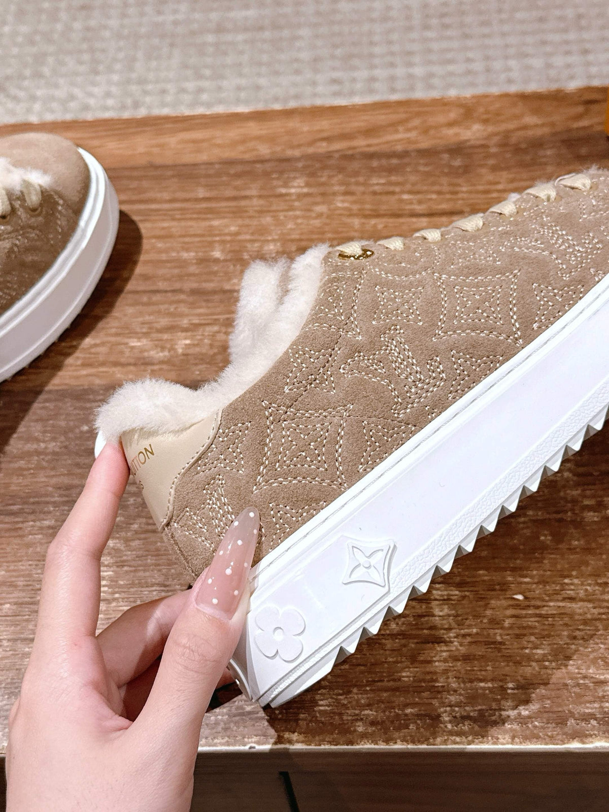 Black Suede Shearling-Lined Low-Top - Women's
