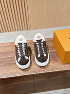 Black Suede Shearling-Lined Low-Top - Women's