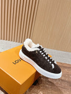 Black Suede Shearling-Lined Low-Top - Women's