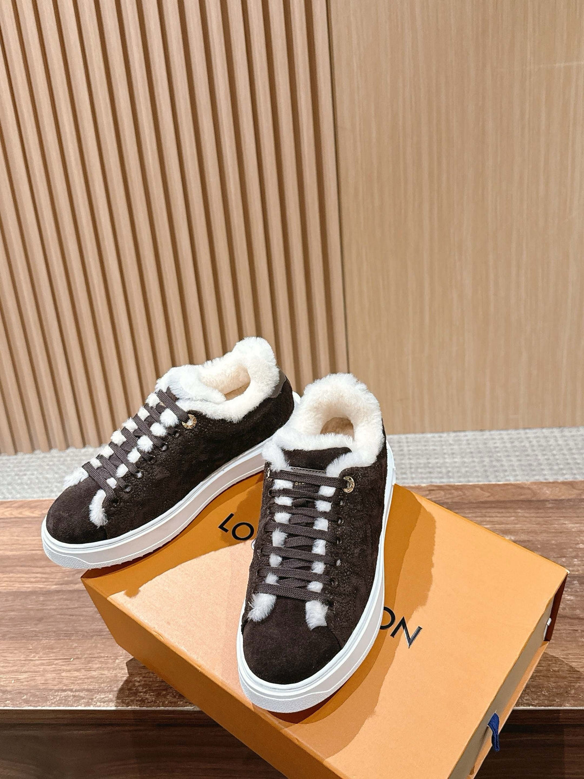 Black Suede Shearling-Lined Low-Top - Women's