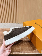 Black Suede Shearling-Lined Low-Top - Women's
