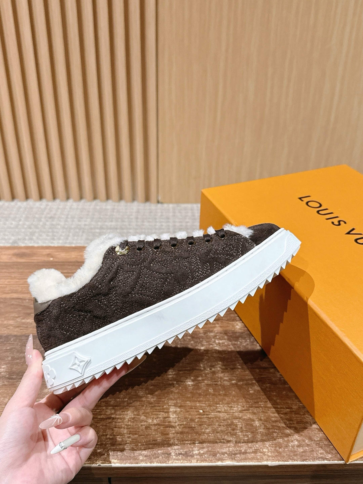 Black Suede Shearling-Lined Low-Top - Women's