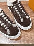 Black Suede Shearling-Lined Low-Top - Women's