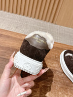 Black Suede Shearling-Lined Low-Top - Women's
