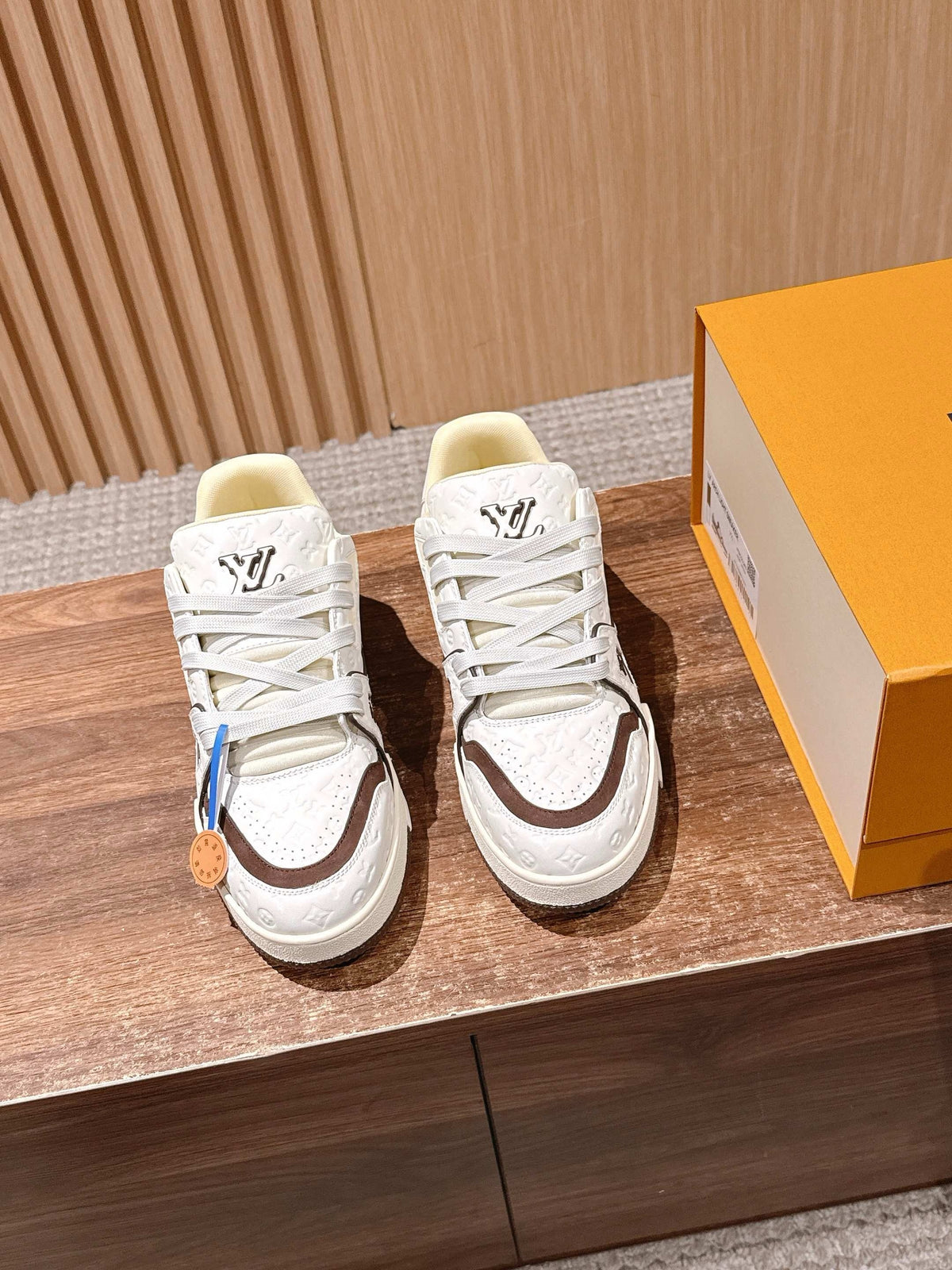 White and Brown Sneakers